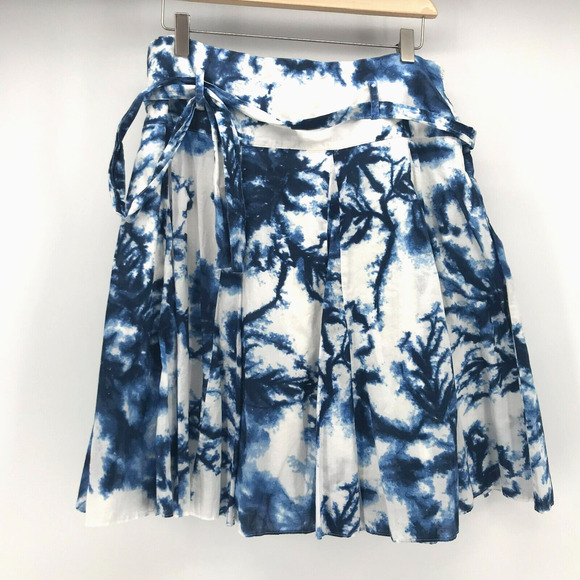 INC International Concepts Dresses & Skirts - INC International Concepts Skirt Womens 10 Blue White Tie Dye Cotton A Line Sash
